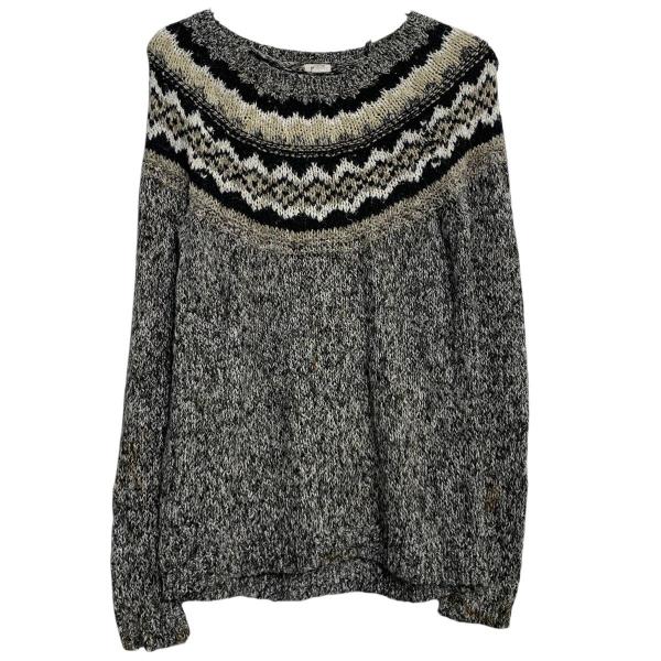 ニット セーター アクリル混 XS グレー ブラック マルチカラー プルオーバー 総柄 秋冬 古着卸...
