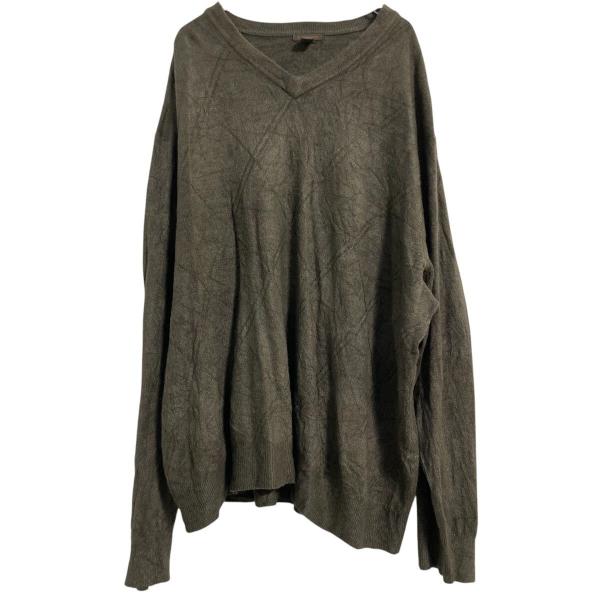 DOCKERS アクリル ニット セーター 4XL ブラウン ドッカーズ Ｖネック アーガイル 薄手...