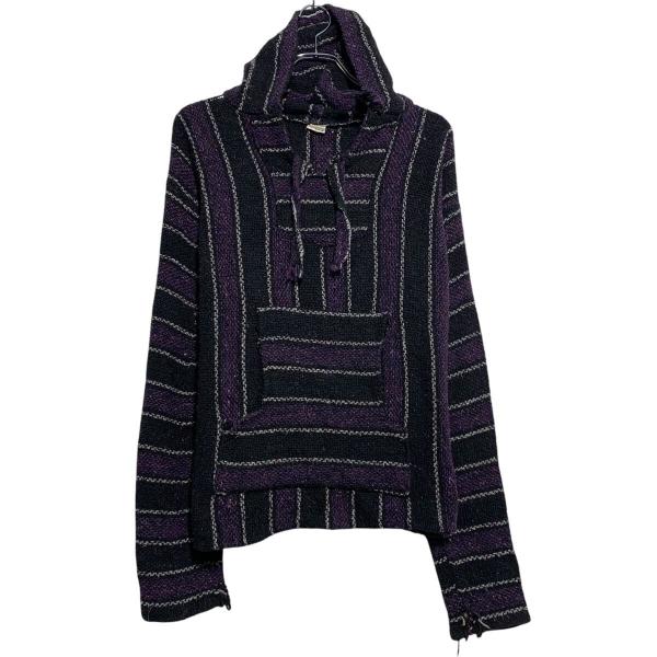 メキシカンパーカー L パープル ブラック ホワイト プルオーバー Ｖネック メキシコ製 ヒッピー ...