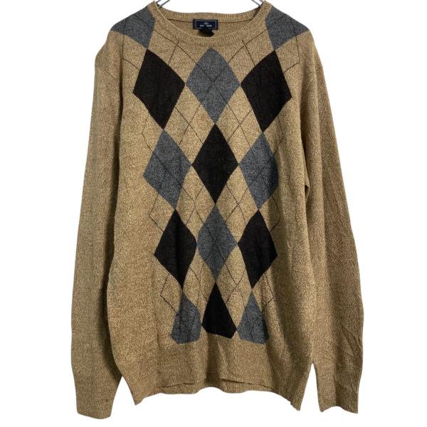 DOCKERS アクリル ニット セーター M ベージュ ドッカーズ アーガイル 薄手 古着卸 アメ...
