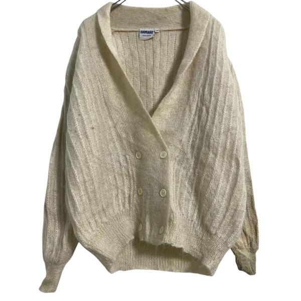 DAMART モヘア混 ニット セーター カーディガン XL アイボリー ダマール ダブルボタン 古...