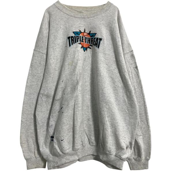 GILDAN プリントスウェット トレーナー XL ライトグレー ギルダン プルオーバー 裏起毛 ビ...