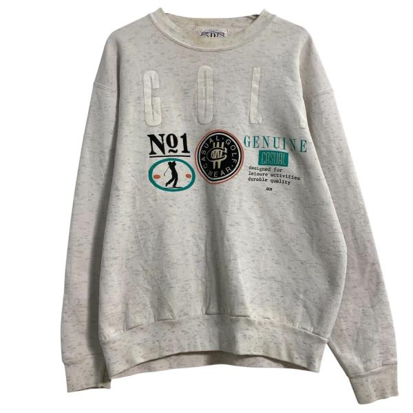 S.D.L プリントスウェット トレーナー XL ホワイト グレー ミックスカラー 裏起毛 USA製...