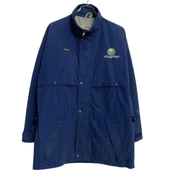 Far West ジャケット S ブルー ジップアップ スナップボタン モックネック アームプリント...