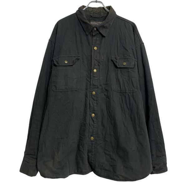 DAKOTA シャツジャケット 2XL ブラック スナップボタン ビッグサイズ 胸ポケット シンプル...
