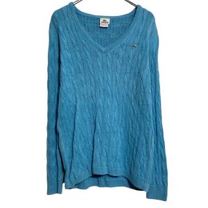 LACOSTE コットンニット セーター L~ ブルー ラコステ Vネック 古着卸 アメリカ仕入 a702-6724