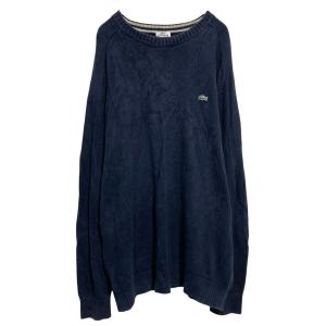 LACOSTE コットンニット セーター XL~ ネイビー ラコステ クルーネック 古着卸 アメリカ仕入 a703-5366