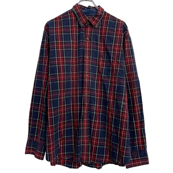 IZOD 長袖 チェックシャツ L ブルー レッド アイゾッド ボタンダウン 胸ポケット カジュアル...