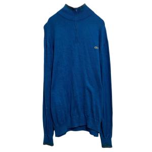 LACOSTE コットンニット セーター XL~ ブルー ビッグサイズ ラコステ ハーブジップ 古着卸 アメリカ仕入 a703-5423