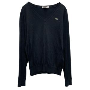 LACOSTE コットンニット セーター S~ ブラック レディース ラコステ Vネック 古着卸 アメリカ仕入 a703-5723