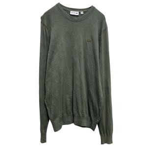 LACOSTE コットンニット セーター レディース M モスグリーン ラコステ クルーネック 古着卸 アメリカ仕入 a703-5729