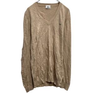LACOSTE ニット セーター レディース M~ ベージュ ラコステ Vネック 古着卸 アメリカ仕入 a703-5987