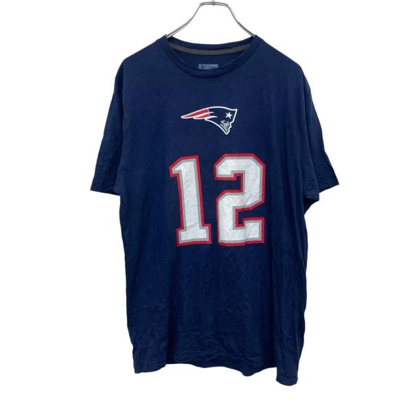NFL 半袖 プリントTシャツ L エヌエフエル ネイビー レッド プルオーバー 背番号 古着卸 ア...