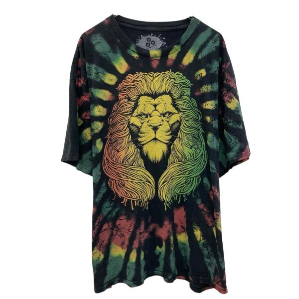 DOM 半袖 プリントTシャツ 2XL ブラック タイダイ ドム プルオーバー ビッグプリント ラス...