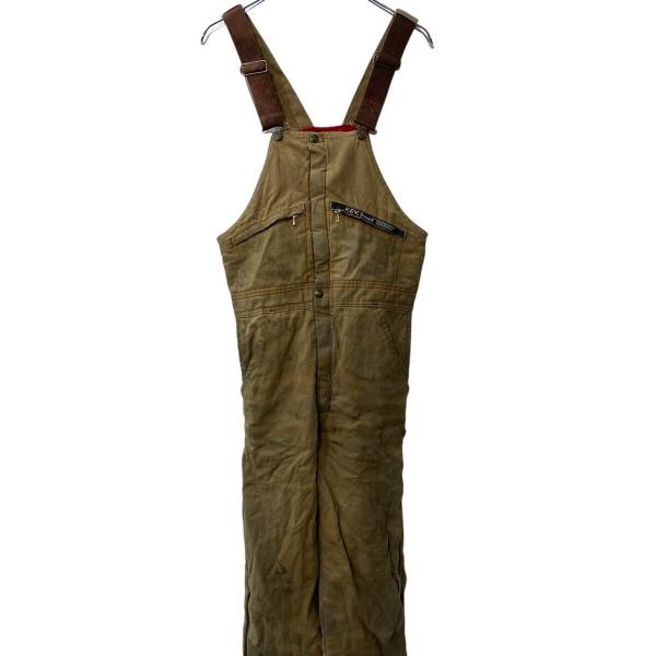 KEY 中綿 ダック オーバーオール W34 ブラウン キイ USA製 タロンジップ サロペット ワ...