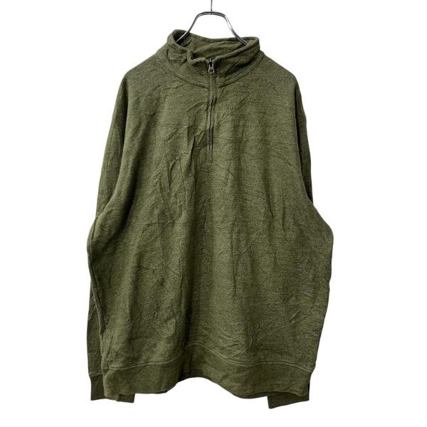 LANDS' END 無地スウェット トレーナー XL グリーン ランズエンド ハーフジップ プルオ...