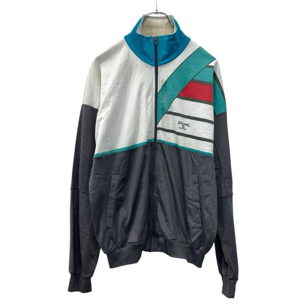 SPALDING プリントジャージ M グレー マルチカラー スポルティング ジップアップ スポーテ...