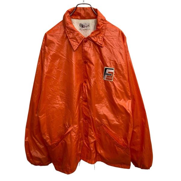 コーチジャケット L〜 オレンジ スナップボタン ナイロン ドローコード ワッペン アウター 秋物 ...