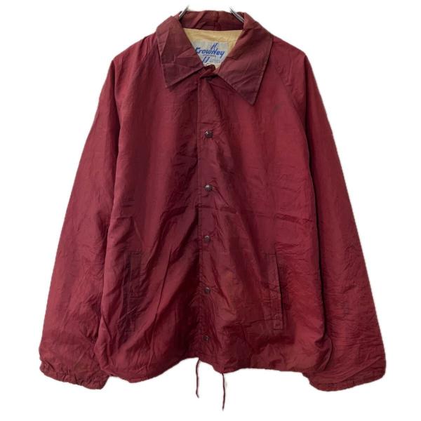 Crownley コーチジャケット XL ワインレッド スナップボタン ドローコード ナイロン ラグ...