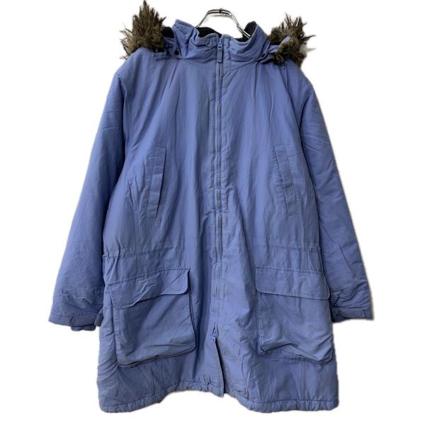 LANDS' END マウンテンパーカー 2XL パープルブルー ジップアップ フーディー ファー ...