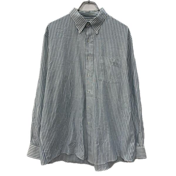 USA製 ARROW ストライプシャツ XL ブルー ホワイト アロー ボタンダウン ボタン 胸ポケ...