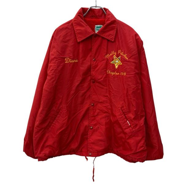 80s USA製 MAPLE コーチジャケット XL レッド メープル スナップボタン 裏地ボア 刺...
