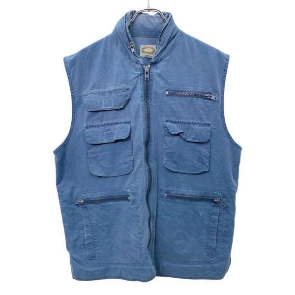 80s BANANA REPUBLIC サファリベスト L ブルー系 バナナリパブリック ジップアッ...
