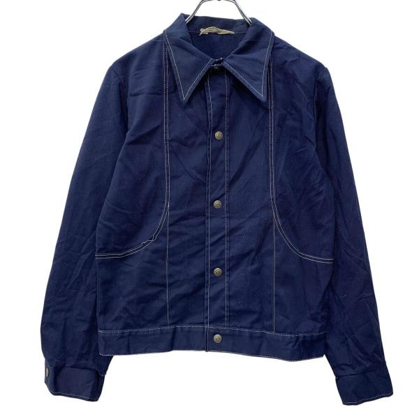 70s〜 Montgomery Ward シャツジャケット S〜 ネイビー モンゴメリーワード スナ...