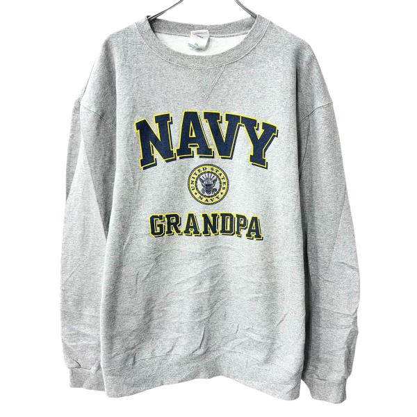 SOFFE プリントスウェット トレーナー 2XL グレー Vガゼット NAVY ビッグサイズ プル...