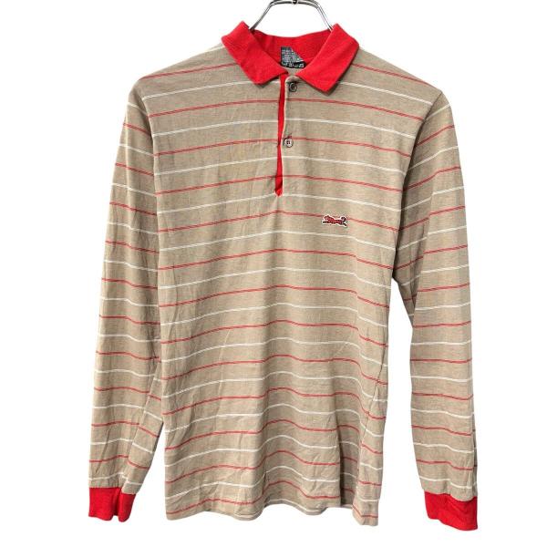 80~90s USA製 LeTIGRE 長袖 ポロシャツ S ベージュ リタイガー ハーフボタン 〜...