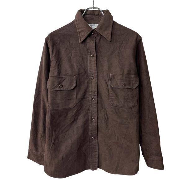 70s Woolrich 長袖 フランネルシャツ L ダークブラウン ウールリッチ ボタン 70年代...