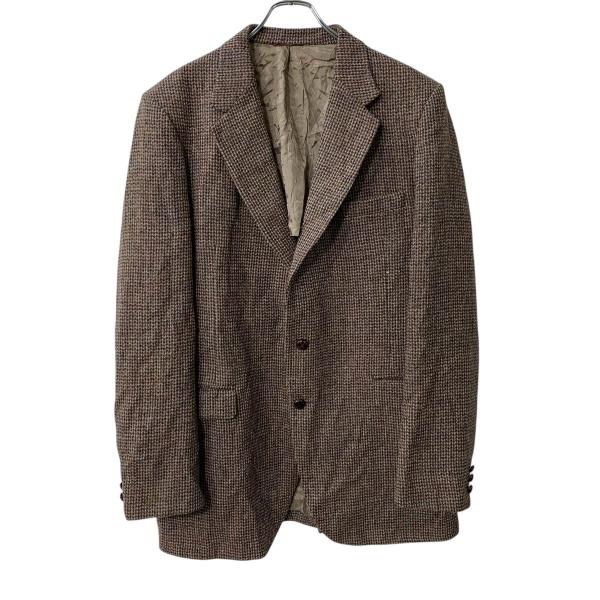 80s〜 Harris Tweed テーラードジャケット XL ブラウン ハリスツイード くるみボタ...