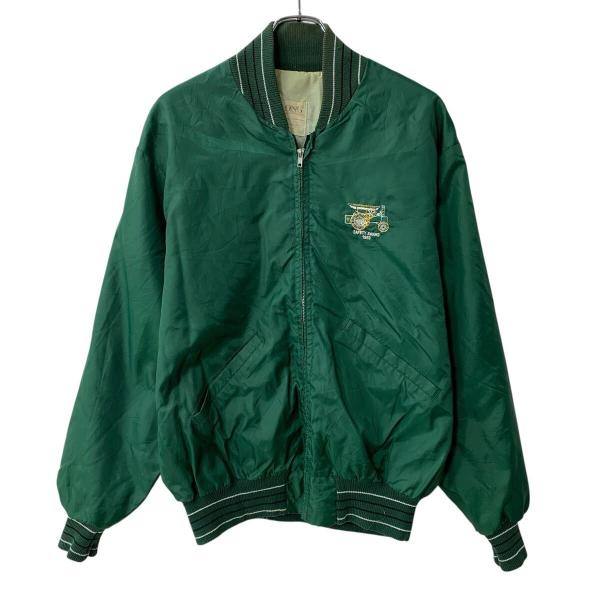 80s USA製 DeLONG ナイロン スタジアムジャケット L グリーン デロング ジップアップ...