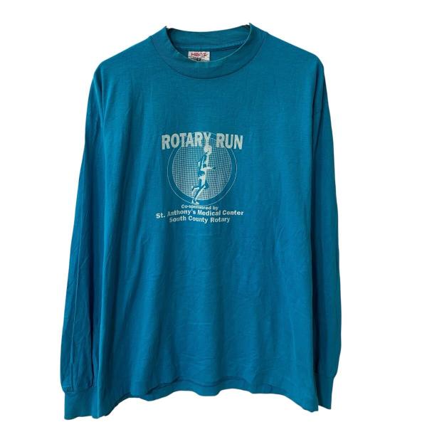 80s〜 USA製 Tee Jays 長袖 プリントTシャツ XL ライトブルー ティージェイズ プ...