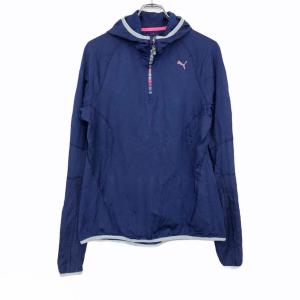 PUMA ジャージ レディース L パープルネイビー プーマ スポーツ ハーフジップ 指穴開き 古着卸 アメリカ仕入 t2107-3523｜voxtrading9