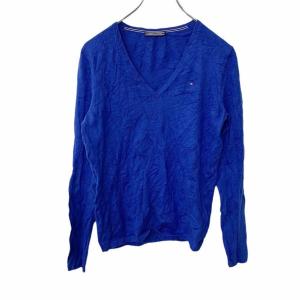 TOMMY HILFIGER ニット レディース M~Lサイズ程度 トミーヒルフィガー 薄手 Vネック ブルー 古着卸 アメリカ仕入 t2204-3144