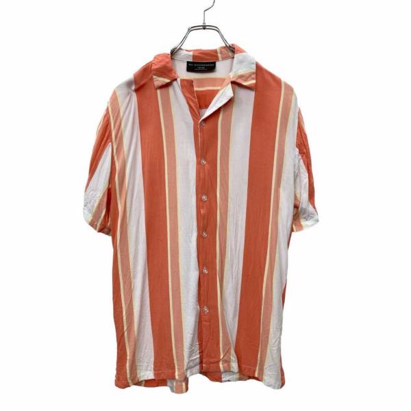 NO BOUNDARIES 半袖 シャツ Sサイズ ストライプ オレンジ ホワイト 古着卸 アメリカ...