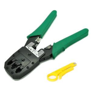 LANケーブルコネクタ かしめ圧着工具 4P/6P/8P対応 小型カッター付