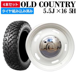 ジムニー ホイール 16インチ オールドカントリー 4本 タイヤ付き JB64 JB23 JA11 JA12 JA22 ホワイト OLD COUNTRY スチール 185/85R16 ブラックレター 送料無料｜vs1