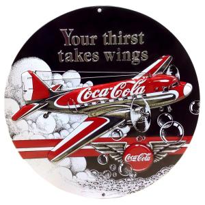 コカコーラ ラウンド型 看板 メタル サイン プレート Coca-Cola DC-3 エンボス加工 アメリカン雑貨 コカ・コーラ グッズ アメリカ 雑貨 インテリア｜vs66