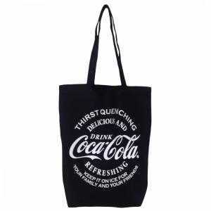 Coca-Cola コカ・コーラ コットン ロングハンドル トートバッグ Mサイズ (ブラック) ランチバッグ イージバッグ コカコーラ COKE グッズ｜vs66