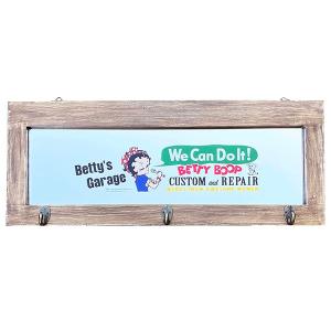 アメリカン ウッド フック ミラー ボード (Betty Boop Garage