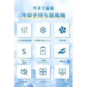 ハンディファン 扇風機 瞬間冷却 100段階風...の詳細画像1