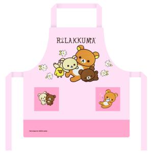 【送料無料(クリックポスト)】　エプロン　リラックマ　サロンジェ　01920-17　RILAKKUMA　フラワーH型　ピンク　子供用　110cm｜vsbigfield