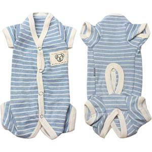 TONY HOBY 小型犬 術後服 男女別け 4足 オシッコ設計 犬用パジャマ 背中開き シンプル柄 100％コットン生地 小型犬術後ウエア 季節を問わず XL