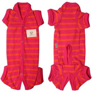 TONY HOBY 男女別け 犬用術後服 夏用 薄い犬のパジャマ 小型犬のロンパース ストライプ柄 ソフトコットン製 シンプル カジュアル