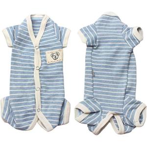 TONY HOBY 犬術後服 男女別け 犬用4足パジャマ 背中開き シンプルなストライプ柄 100％コットン生地 小型犬術後ウエア 季節を問わず XL