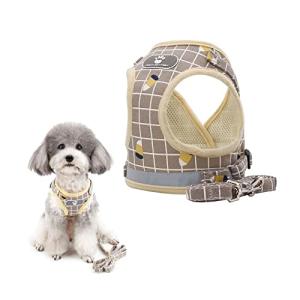 犬 ハーネスリードセット犬猫用ハーネス ベストエアメッシュ 小型犬 チェック柄 反射材 安全 通気性 胸あて式
