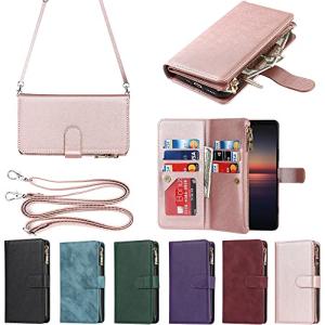 Eastwave Xperia 1 II ケース ピンク Sony Xperia 1ii SO-51A / SOG01 縄掛けケース 手帳型 財布型 ICカード コインポケット ス