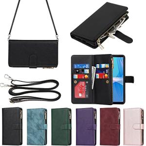 Eastwave Xperia 10 III ケース ブラック ソニー Sony エクスペリア SO-52B / SOG04 縄掛けケース 手帳型 財布型 ICカード コ